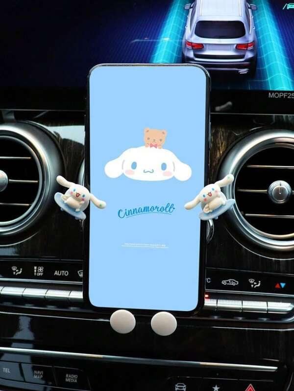 Sanrio CINNAMOROLL Cute Car Phone Holder, Suitable For All Models Of Air Outlet Navigation Fixed Support Bracket For VW Toyo Ta Audi BMW Nissan Opel Peugeot Renault Chevrolet And So On