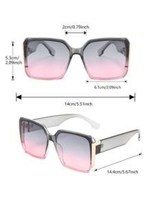 1 件女士猎豹印花渐变塑料和金属方形全框有色镜片优雅生活精致基本时尚眼镜适合商务、街拍、学校郊游、度假氛围、购物配件方形墨镜