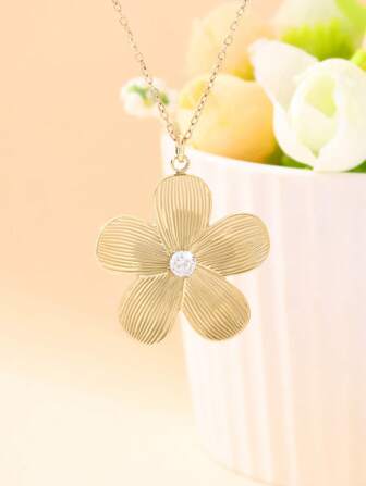 1pc Geometric & Vintage Floral Elegant Necklace, Versatile For Daily Commute