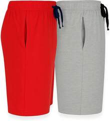 Mens 2 Pack Cotton Sleep Short,5 Inseam, Comfortable And Breathable, Assorted Colors - Red/Grey Heather - View 5