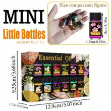 1 Set Of 12 Mini 3ml (0.101fl.Oz) Aromatic Essential Oil Bottles, Bottle Size 15mm/0.59in*28mm/1.1in, Scents Include Rose, Lavender, Cherry Blossom, Jasmine, Strawberry, Ocean, Jasmine, Cologne, Vanilla, Great For Birthday, Christmas, Valentine's Day, New Year Gifts