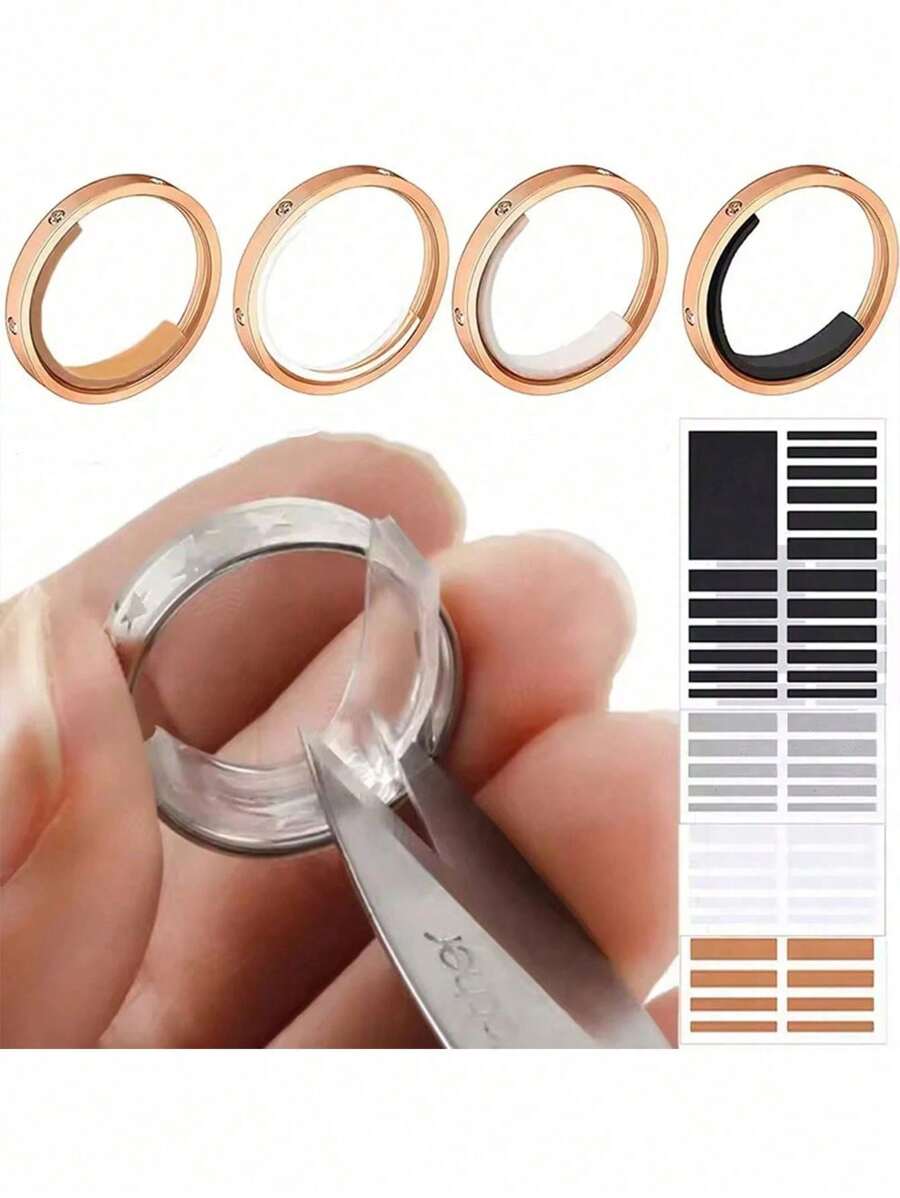 Transparent Ring Size Adjustment Resizer, Invisible Ring Resizer , Women Finger Loose Ring Size Reduce Invisible Sticker Clear DIY Sewing Jewelry Tool Set Adjuster Set For Loose Rings - Ideal For Wedding Bands & Jewelry Comfort