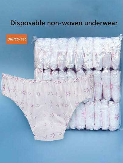60pcs Solid Color Disposable Women's Underwear, Comfortable & Hygienic, High-Waist Design, Suitable For Travel, Business, Outdoor, Menstrual & Postpartum Care. Soft & Comfortable, Applicable For Travel, Hotel, Hospital And Other Emergency Situations.