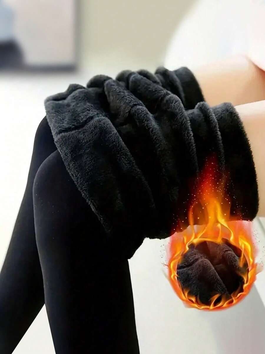 1 Pair Women's 200g Solid Color Ankle Pants, Comfortable & Warm, Suitable For Winter Holiday And Valentine's Day Gift - Black - View 1