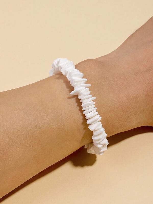 1 pièce Bracelet élastique à perles de coquillages, idéal pour les vacances à la plage des dames