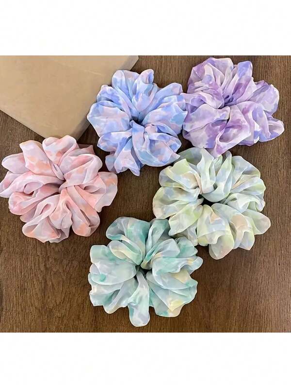 1pc Tie-Dye Fluffy Hair Scrunchies, Elegant Hair Scrunchies For Ponytail Hairstyle And Daily Gathering