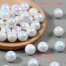12 Stück 16mm bunte Kaugummi-runde Acrylperlen - dickwandige lose Kunststoffperlen, geeignet für DIY-Schmuckherstellung und Schlüsselanhänger-Charms, Bastelzubehör, Dekorationsperlen