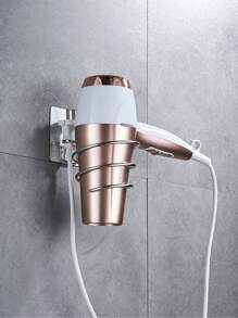 1 Stück nahtloser Klebehaartrockner-Ständer aus rostfreiem Stahl für das Badezimmer ohne Bohren (zufällige Farbe & Stil)