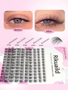 Rikuaild 120 chiếc mi cong nhẹ D, cụm mi mềm mại, cụm mi tự nhiên, mi nối, mi đơn, mi quạt đơn, mi nối tự làm, cụm mi, cụm mi, mi đơn, lông mi, lông mi giả - D - Xem 5