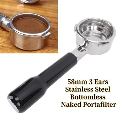 58mm Bottomless Portafilter Compatible With Calphalon Temp IQ/Barsetto Espresso Machines, 3 Ears 58mm Portafilter, Filter Basket Included, Stainless Steel Replacement Parts For The Handle