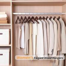 1/5pcs-Solid Wood Clothes Rack Clothing Shop Hotel Non-Slip Non-Marking Wooden Clothes Hanging Clothes Props Wooden Trouser Rack Coat Racks - Retro Color - View 4