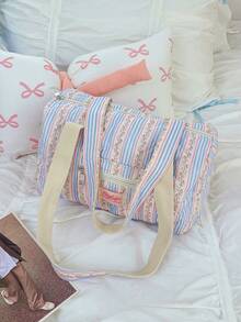 1个花卉蝴蝶结荷叶边旅行包，女孩周末旅行包，女士单肩包，瑜伽包，运动包，适合女性和女孩，情人节礼物，新年礼物，学习用品包，旅行必备，假日度假旅行包，行李旅行包，女士旅行包 - 彩色 - 查看 17