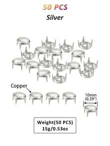 50 PCS Round Dome Rivets Spike Studs Spots Nailhead Punk Rock DIY Leather Craft For Shoes Clothing Bag Parts Decoration(Silver, 8/10/12mm) - Silver - View 8