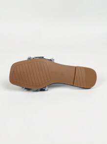 Women Casual Denim Flat Slide Slippers, Spring