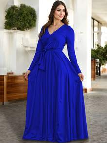 Women Long Dresses - Royal Blue - View 2