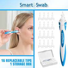 Smart Swab - Spiral Ear Cleanser - Earwax Remover Tool - 16 Replaceable Tips - Safe & Pain Free - Reusable Earwax Removal Kit - Soft & Gentle Ear Cleaning