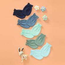 3/4/5/6 Pares de manoplas de unicolor para recién nacidos, aptas para todas las estaciones, guantes de protección de manos para niños y niñas, regalo ideal para recién nacidos