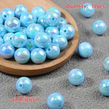 12 Stück 16mm bunte Kaugummi-runde Acrylperlen - dickwandige lose Kunststoffperlen, geeignet für DIY-Schmuckherstellung und Schlüsselanhänger-Charms, Bastelzubehör, Dekorationsperlen