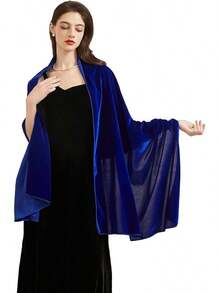 Women's Velvet Shawl And Wrap Wedding Bridal Bridesmaid Outwear Evening Party Prom Dress Accessories Scarf - 羅拉藍 - 查看 1