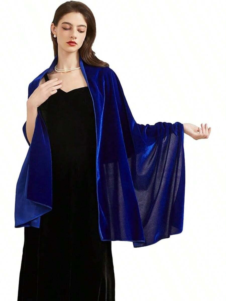 Women's Velvet Shawl And Wrap Wedding Bridal Bridesmaid Outwear Evening Party Prom Dress Accessories Scarf - 羅拉藍 - 查看 1