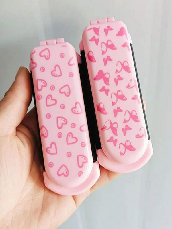 1pc Pink Foldable Comb With Heart Butterfly Design, Comes With Small Mirror, Lady Style Pocket Comb, Small And Portable, Bag Comb, Travel Comb