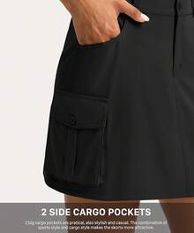 Women's Skort 5 Pockets Cargo Skirt Skirts Skorts Women Casual Summer Hiking - màu đen - Xem 2