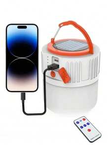 1 pieza Luz solar LED para acampada, Farol solar portátil recargable para acampada, Lámpara de iluminación exterior con función de carga para teléfono móvil, Lámpara de emergencia multifuncional - Luz LED para carpa con panel solar de estilo aleatorio para TODOS los pedidos