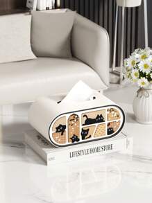 De deksel van de PU-leren tissuebox, een moderne, licht-luxueuze, hoogwaardige elliptische tissueboxhouder, een creatieve tissuebox, is een decoratief opbergitem met magnetische sluiting, geschikt voor woonkamers, nachtkastjes, slaapkamers, bureaus en badkamermeubels.