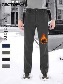 TECTOP Men's Hiking Pants Thermal Lined Winter Waterproof Softshell Slim With Pockets Outdoor Hunting - Dark Grey - View 2