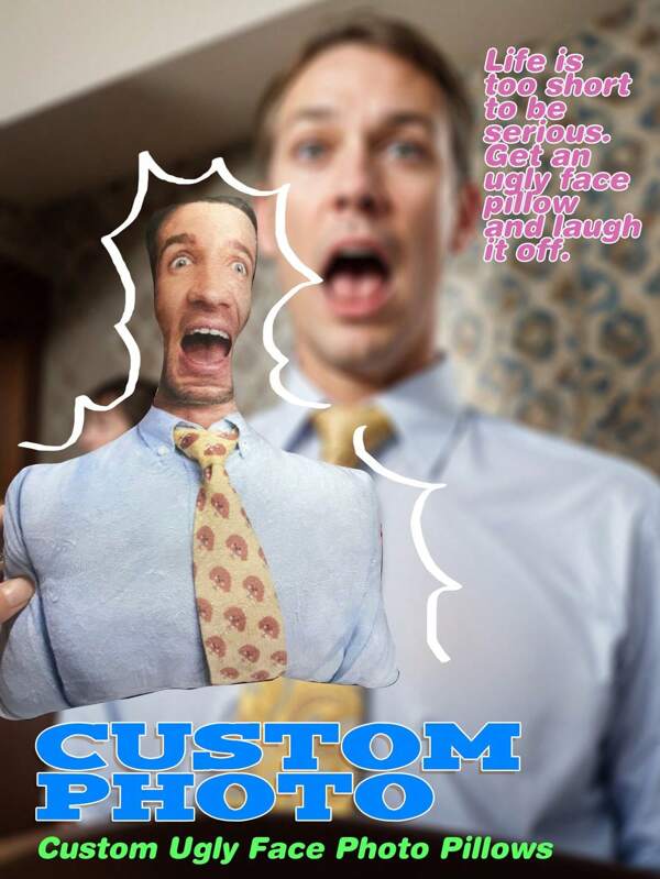 1pc Custom Funny Ugly Pillow For Human | Personalized 3D Shape Photo Pillow - Choose From 3 Sizes: 30cm/40cm/50cm - Humanoid Cushion With Custom Photo - Unique Gag Gift For Friends And Family - Custom Shaped Pillow - Ideal For Birthdays, Valentine's Day, Anniversaries, Housewarming, Home Decor - Perfect Gift For Boyfriend, Girlfriend, Best Friend, Family - Personalized Funny Gift