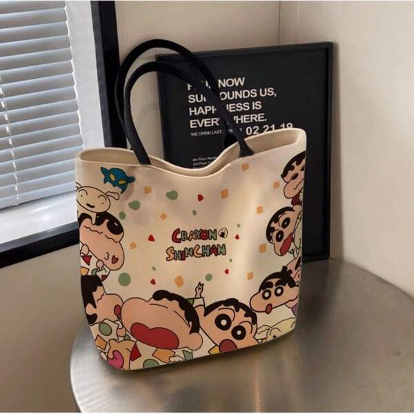 CRAYON SHINCHAN Cartoon Canvas Bag, Female Crayon Shin-Chan Large-Capacity Handbag, Student Commuting Single-Shoulder Tote,Cute Crayon Shin-Chan Cartoon Storage Bag, Canvas Bag, Ins Girlish Shopping Bag, Shoulder Bag, Schoolbag, Bento Bag,Edition Crayon Shin-Chan Canvas Bag, Cute Cartoon Commuter Shoulder Bag
