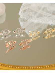 1pc Mini C&Heart Design Earrings, Minimalist Style Elegant Korean Ear Studs Earrings