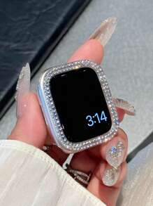 Double Bling Cover Crystal Rhinestone Bumper Protective Case, 2 Packs Hard PC Ultra Hollow Out Watch Case, Compatible With Apple Watch 38/40/41/42/44/45/46/49mm, For Apple Watch Series Ultra/SE/11/10/9/8/7/6/5/4/3/2/1, Intelligent Watch Case Accessories, Clear+Colorful