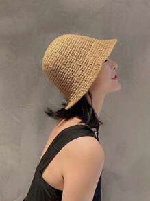 1pc Personalized Embroidered Sun Hat For Women, Fashion Versatile Beach Hat With Name Embroidery, Wide Brim Vacation Beach Straw Hat, Casual All-Match Sunscreen Hat, Gift For Family, Friends, Mother, Lover, Suitable For Daily, Travel, Can Be A Mother's Day, Personalized Birthday Gift