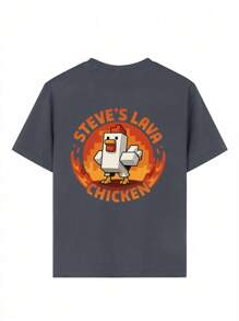 Tween Boy Funny Print Round Neck Short Sleeve Casual T-Shirt, Summer Top