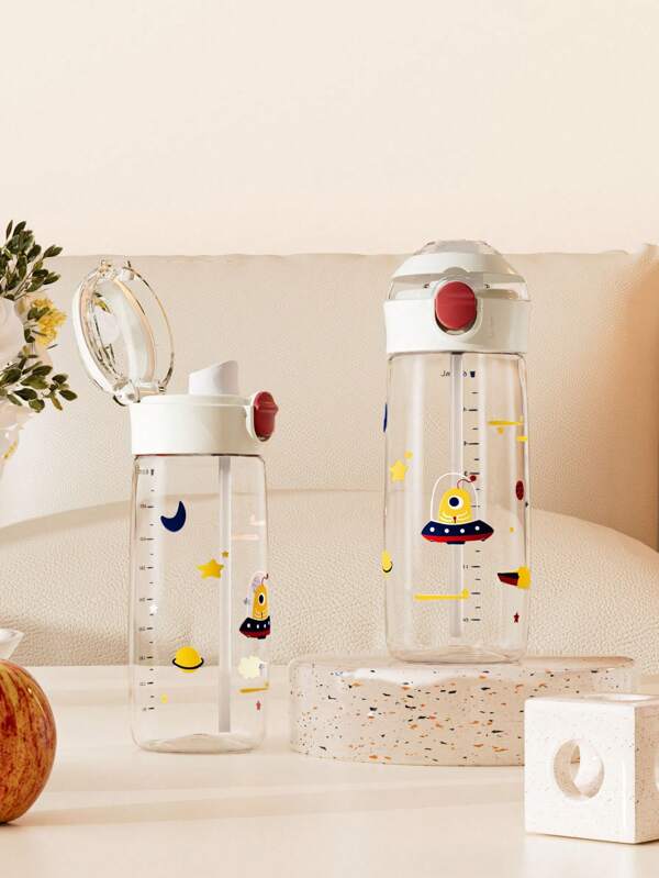 1 pièce Tasse paille de sport mignonne 560ml/610ml, Tasse pour enfants, bouteille d'eau de dessin animé avec verrou à déclic à ressort, poignée amovible, matériau, grande ouverture anti-fuite antichoc, convient aux enfants, garçons, filles, étudiants, à la maison, à l'école, usage quotidien extérieur, cadeau pour les enfants