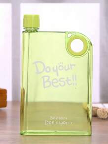 1pc Flat Water Bottle,380ml Portable Plastic Transparent Water Bottle A5 Plastic Memo Paper Travel Flask For School Activity Outdoor Gym Cycling Hiking