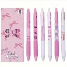 1/6pcs, Pink Bow Quick Dry Gel Pen, 0.5mm Fine Tip,Smooth Writing, Suitable For Office & Classroom SuppliesTeens Adults Home Office Family Education ClassroomWriting Writing Writing Special Universal Writing Pen ForFinal Exam Gel Pen Ballpoint Pen Set, Holiday StationeryGift Gifts,Classroom Supplies,Valentines Gifts ForKids,Ballpoint Pens,Pens,Stationery,Bow,Back To School