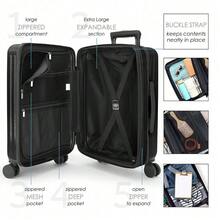 20 Inch Hardside Expandable Carry-On Luggage With Front Pocket And Spinner Wheels For Travel