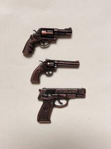 Modelo en miniatura de metal de casa de muñecas, accesorios en miniatura, juguetes de revólver negro y bronce, propiedades para juegos de guerra en miniatura, decoración de muñecas, pequeño regalo