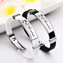 Stainless Steel Constellation Bracelet For Women Men Zodiac Sign Leather Bracelet Wristband Jewelry Birthday Gift