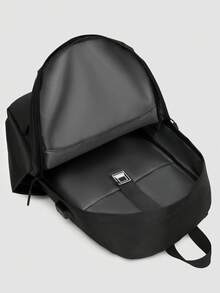 3pcs/Set Solid Color Casual Men Backpacks, Large Capacity Outdoor Laptop Backpack, Travel Rucksack For Students - Black - View 8