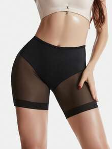 Women's Mid-Waist Butt Lifting Tummy Control Shorts, Comfortable Lightweight Mesh Patchwork Shapewear