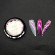 1 套 6 件 Aurora Magic Mirror 渐变闪光指甲镀铬粉，家庭美甲沙龙，摩擦抛光指甲油凝胶美甲装饰工艺礼物，Y2K