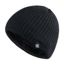 1pc Men's Dual-Layer Knitted Beanie Hat With Thermal Lining, Solid Color, Warm & Comfortable Ski Cap For Winter Outdoor Sports, Snowflake Pattern Suitable For Casual Daily Wear