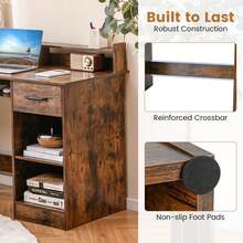 GOFLAME Computer Desk Home Office Workstation With Display Shelf And Drawer - Brown - View 9