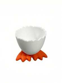 6件夏季特惠！塑料鸭脚鸡蛋杯架，创意桌面早餐鸡蛋杯，可爱小鸡图案