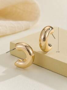 1-18pairs Fashionable Big Size Glossy Gold Spray-Coated ABS Plastic Earring Set, Skin-Friendly, Minimalist Geometric Earrings For Ladies'All-Day Wear