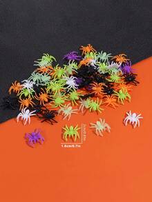 100 件万圣节彩色仿真蜘蛛，逼真的假迷你蜘蛛，随机颜色的小蜘蛛，生动逼真的塑料小蜘蛛，万圣节主题派对装饰，桌面装饰，生日派对，万圣节恐怖礼物，房屋蜘蛛装饰，房间装饰，花园装饰，庭院装饰，节日装饰，蛋糕装饰