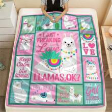 Soft 1pc Llama Print Flannel Fleece Throw Blanket - Warm, Cozy For All Seasons, Knitted Polyester Digital Print, Perfect Gift For Llama Lovers, Ideal For Bed, Sofa, Travel, And Outdoor Camping